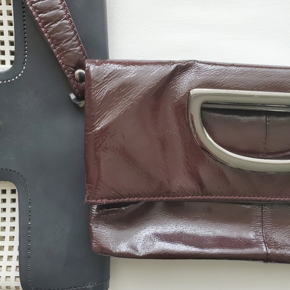 POLISHED LeatherHOBO International Brown Envelop Flap Clutch with Magnet closure - Picture 10 of 16